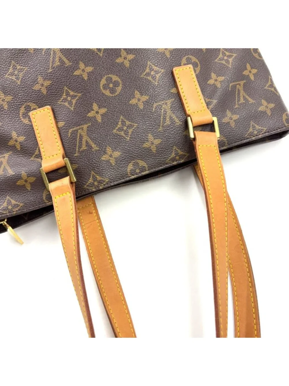 Louis Vuitton Cabas Piano Monogram Leather Brown Light Tote Gold